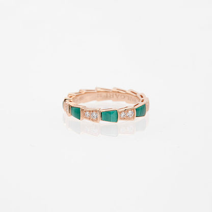 [LORA]SERPENTI RING PINK GOLD MALACHITE DIAMOND 3MM