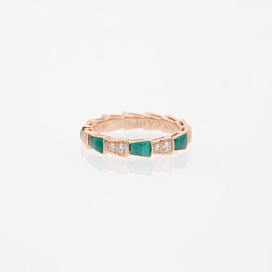 [LORA]SERPENTI RING PINK GOLD MALACHITE DIAMOND 3MM