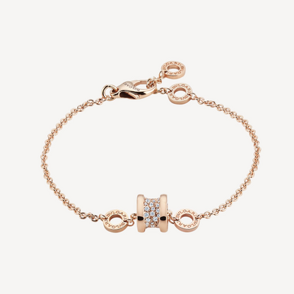 [LORA]ZERO 1 SOFT PINK GOLD WITH PAVED DIAMONDS ON THE SPIRAL BRACELET