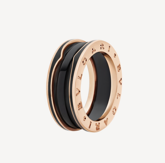 [LORA]ZERO 1 TWO-BAND WITH MATTE BLACK CERAMIC PINK GOLD RING
