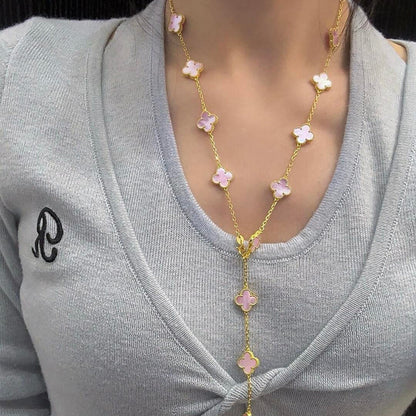 [Lora]CLOVER 20 MOTIFS PINK MOP NECKLACE
