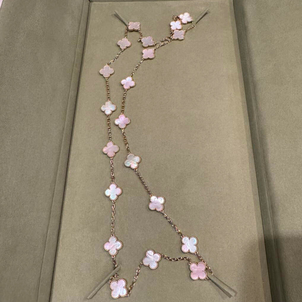 [Lora]CLOVER 20 MOTIFS PINK MOP NECKLACE