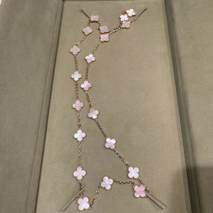 [Lora]CLOVER 20 MOTIFS PINK MOP NECKLACE