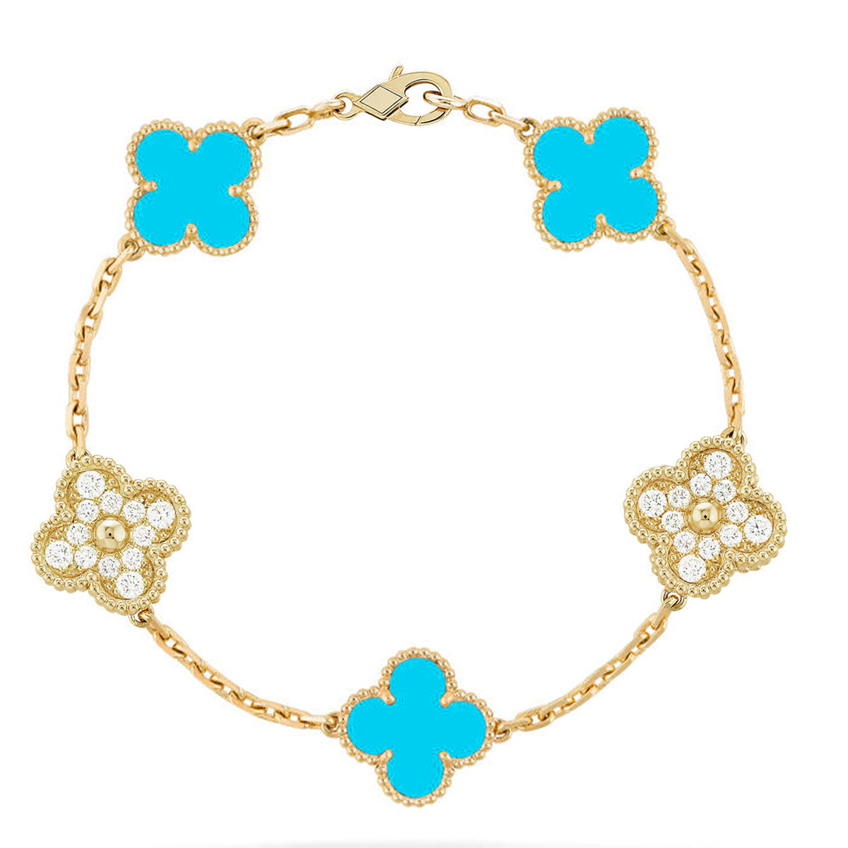 [Lora] CLOVER 5 MOTIF TURQUOISE BRACELET COLLECTION