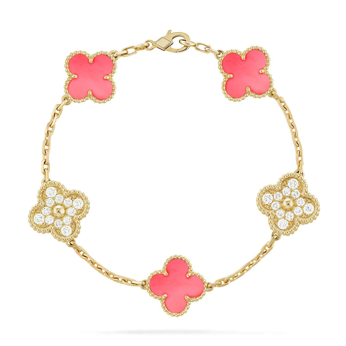 [Lora] CLOVER 5 MOTIFS  PINK MOP BRACELET COLLECTION