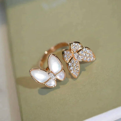 [Lora]TWIN BUTTERFLY DIAMOND MOP RING