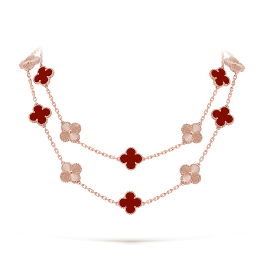 [Lora]CLOVER 20 MOTIFS LASER CARNELIAN NECKLACE