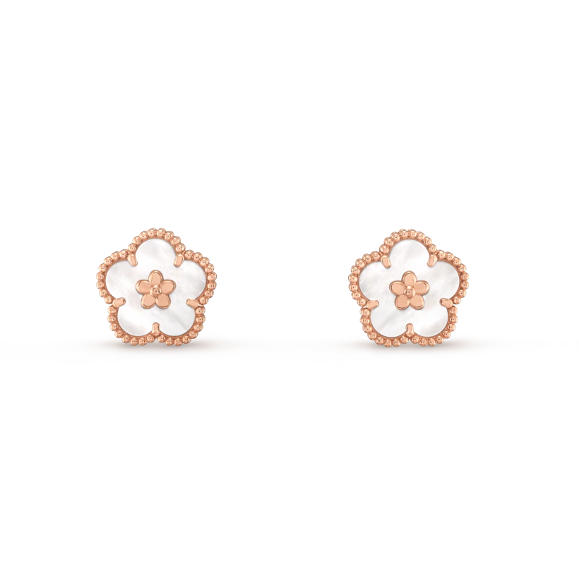 [Lora]LUCKY PINK GOLD WHITE MOP EARRINGS
