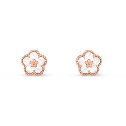 [LORA]LUCKY PINK GOLD WHITE MOP EARRINGS