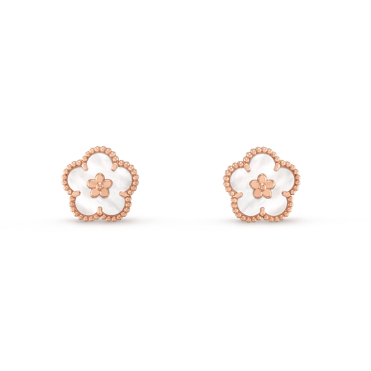 [LORA]LUCKY PINK GOLD WHITE MOP EARRINGS