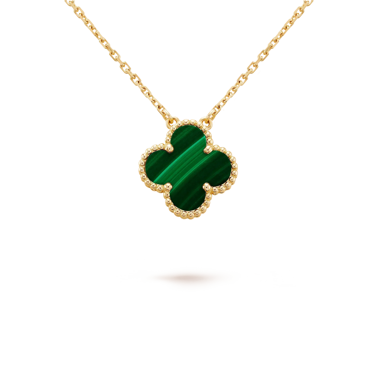[LORA]CLOVER 15MM MALACHITE SINGLE FLOWER  NECKLACE