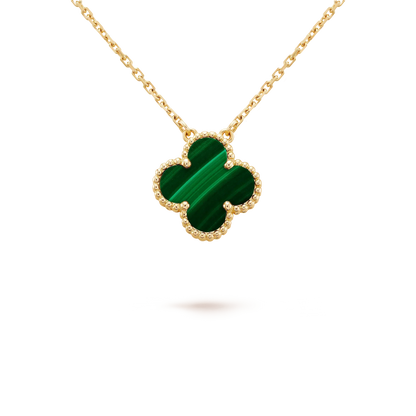 [LORA]CLOVER 15MM MALACHITE SINGLE FLOWER  NECKLACE