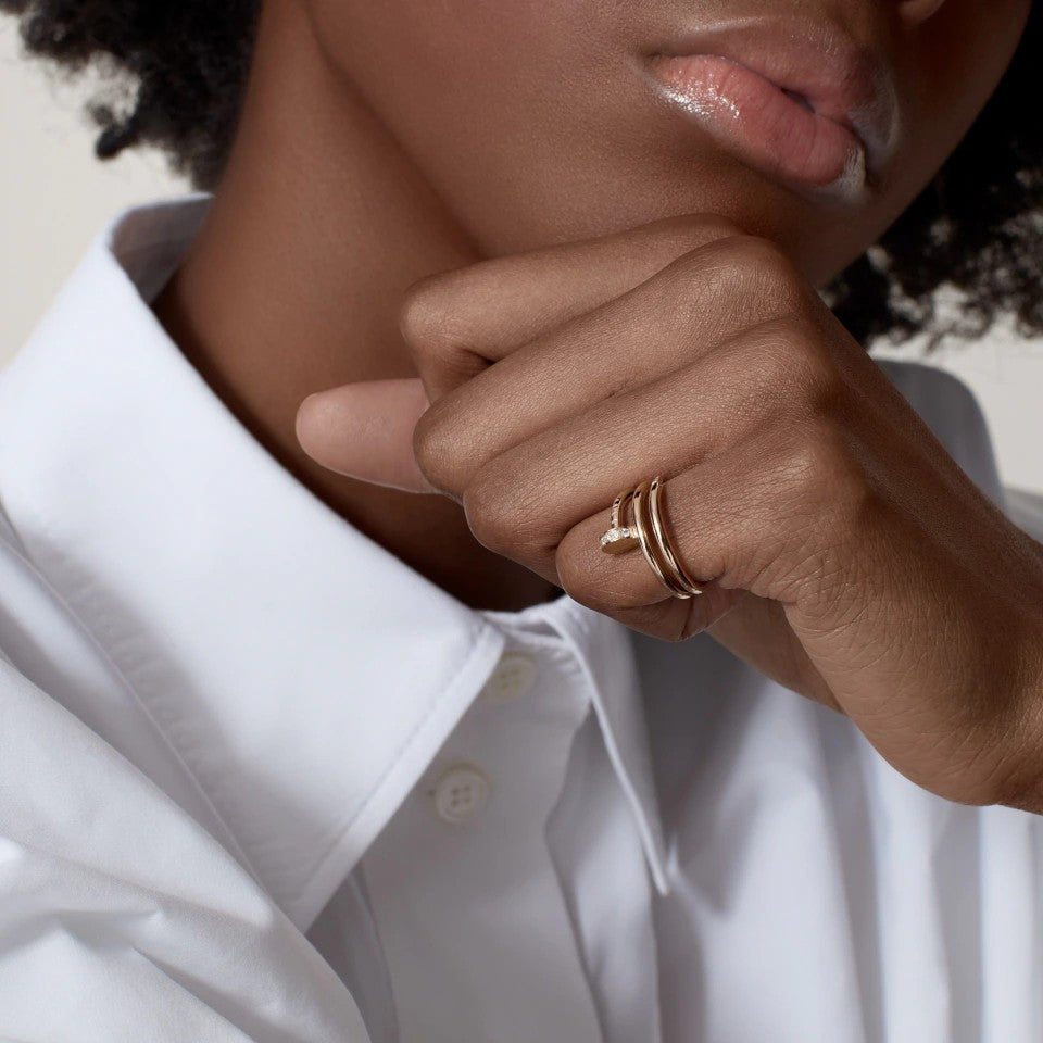 [LORA] JUSTE RING 4.8MM HALF DIAMOND