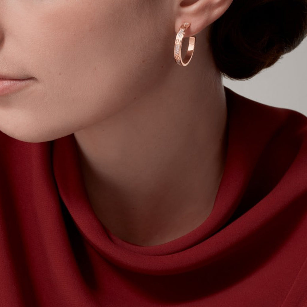 [LORA] LOVE EARRINGS 3.6MM DIAMOND PAVED