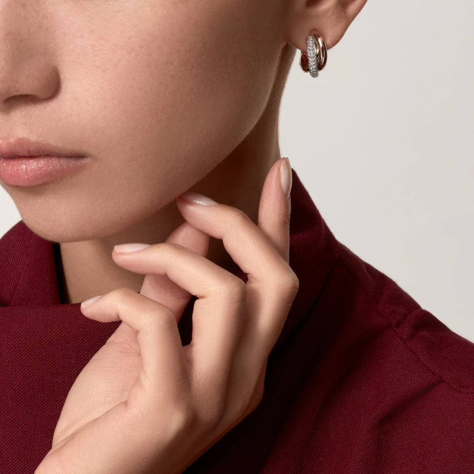 [LORA] TRINITY HALF DIAMOND  CLASSIC EARRINGS