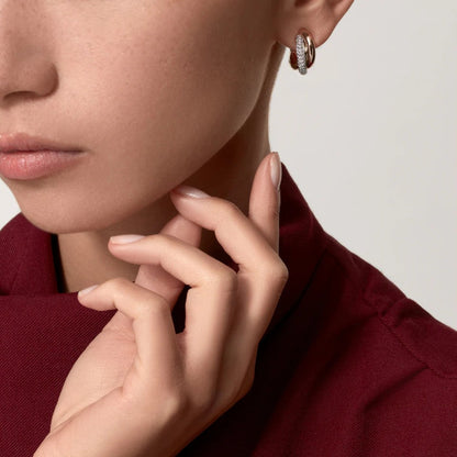 [LORA] TRINITY HALF DIAMOND  CLASSIC EARRINGS