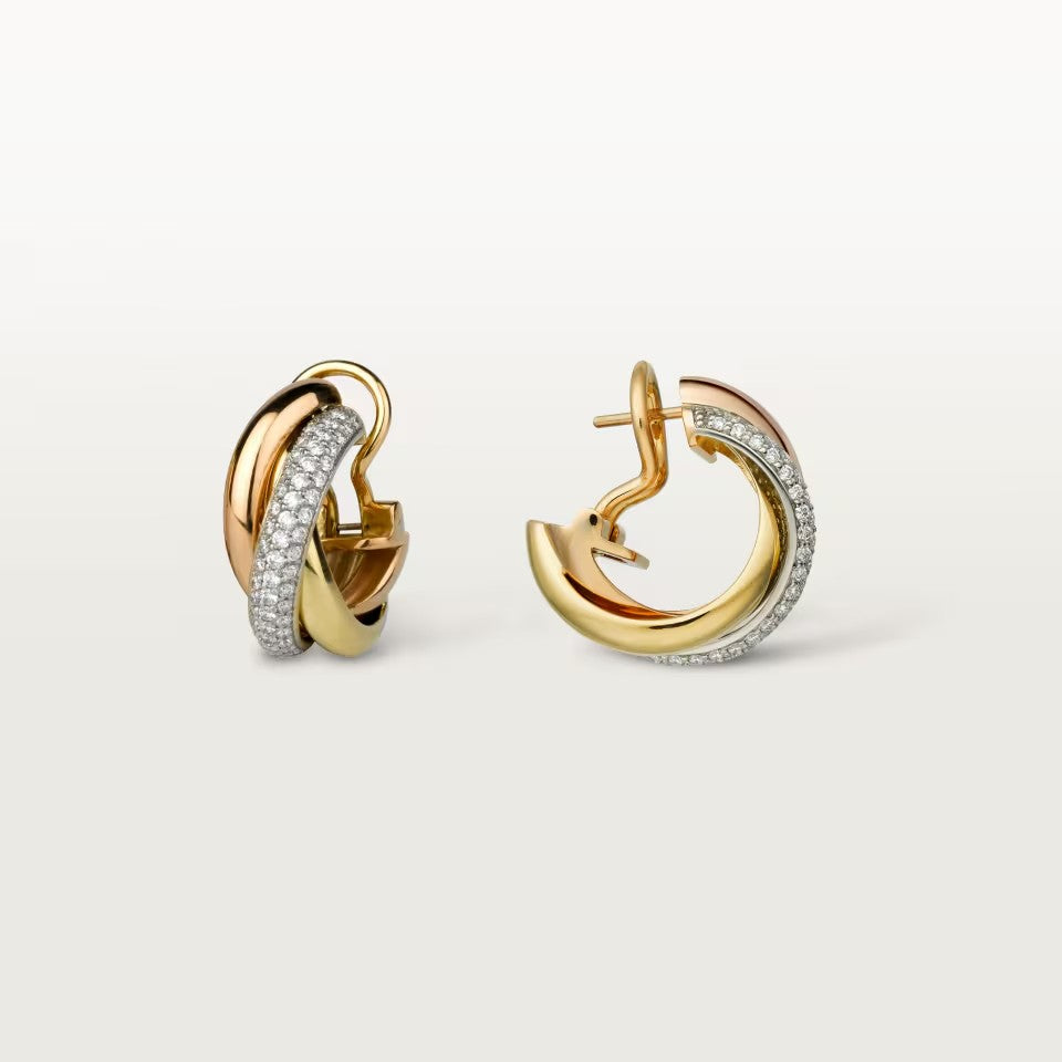[LORA] TRINITY HALF DIAMOND  CLASSIC EARRINGS