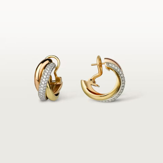 [Lora] TRINITY HALF DIAMOND  CLASSIC EARRINGS