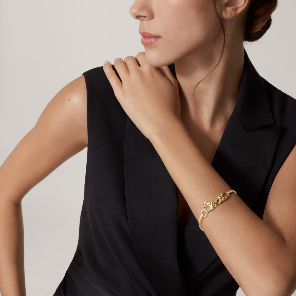 [LORA] PANTHERE HALF DIAMOND ON CHAIN BRACELET