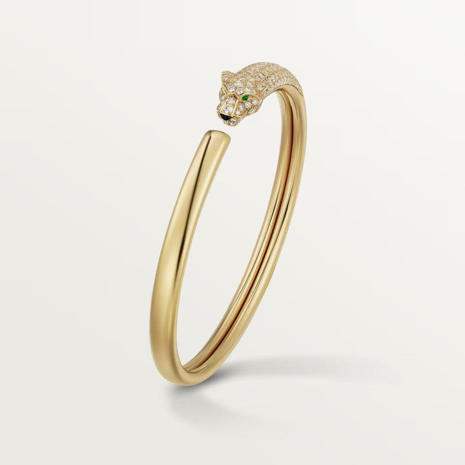 [LORA] PANTHERE HALF DIAMOND OPEN BRACELET