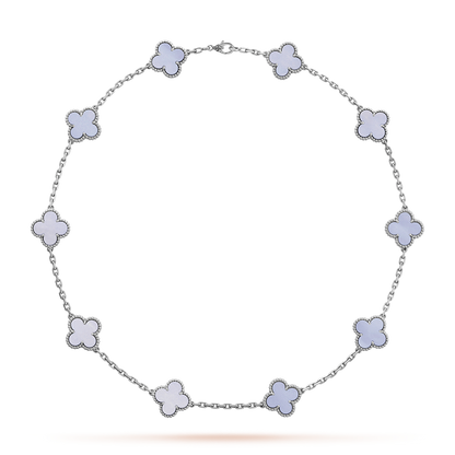 [LORA]CLOVER 10 MOTIFS BLUE CHALCEDONY NECKLACE