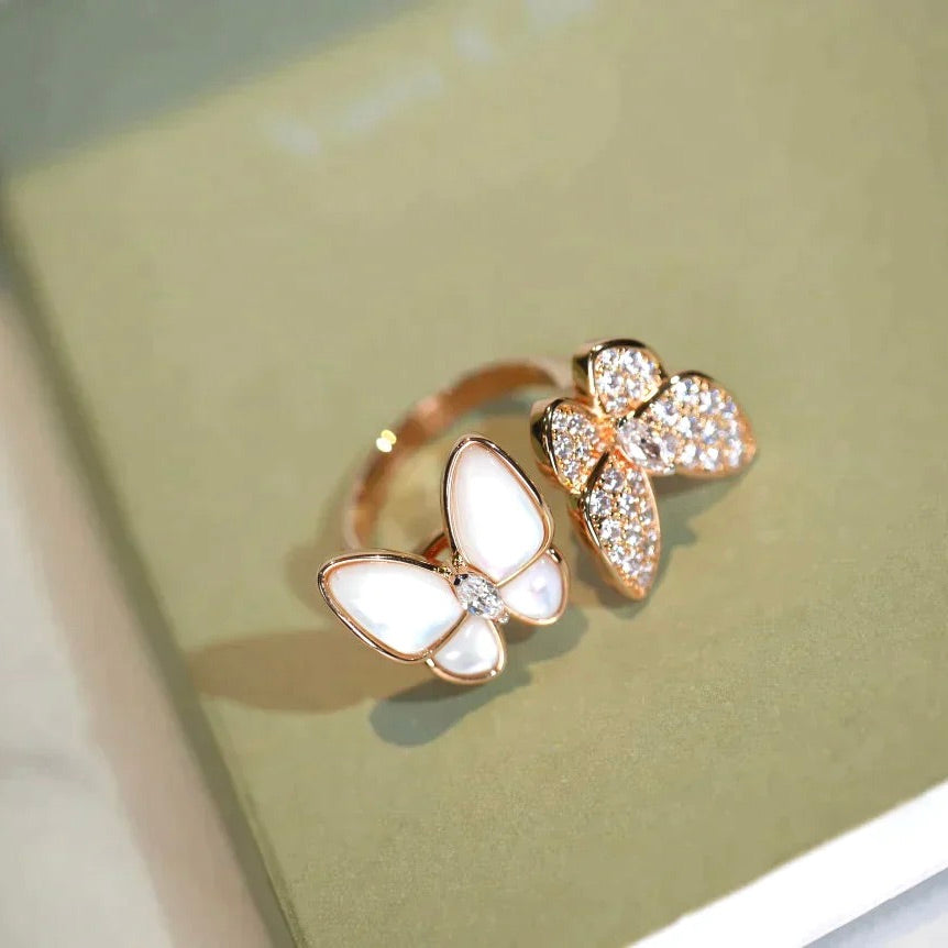 [Lora]TWIN BUTTERFLY DIAMOND MOP RING