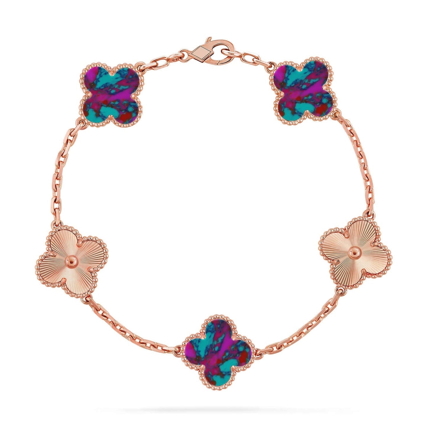 [Lora]CLOVER 5 MOTIF COLOR GEMSTONES BRACELET COLLECTION