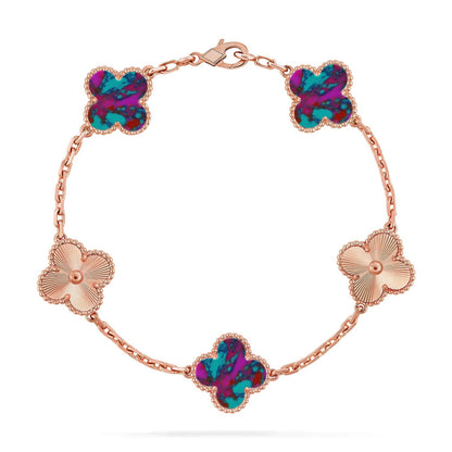 [Lora]CLOVER 5 MOTIF COLOR GEMSTONES BRACELET COLLECTION