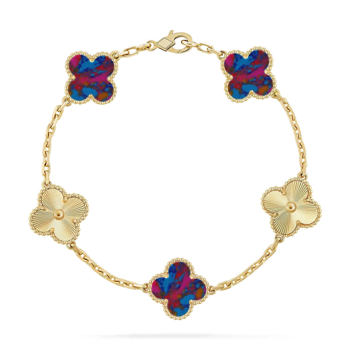 [LORA]CLOVER 5 MOTIF COLOR GEMSTONES BRACELET COLLECTION