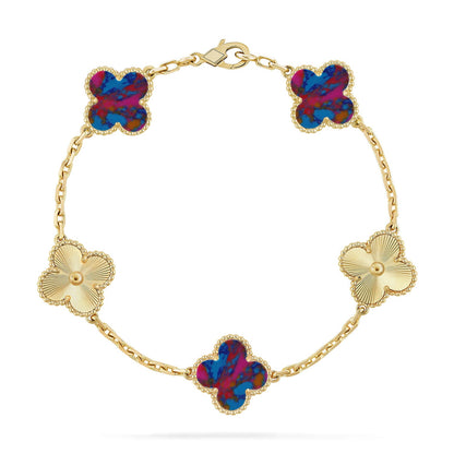 [LORA]CLOVER 5 MOTIF COLOR GEMSTONES BRACELET COLLECTION