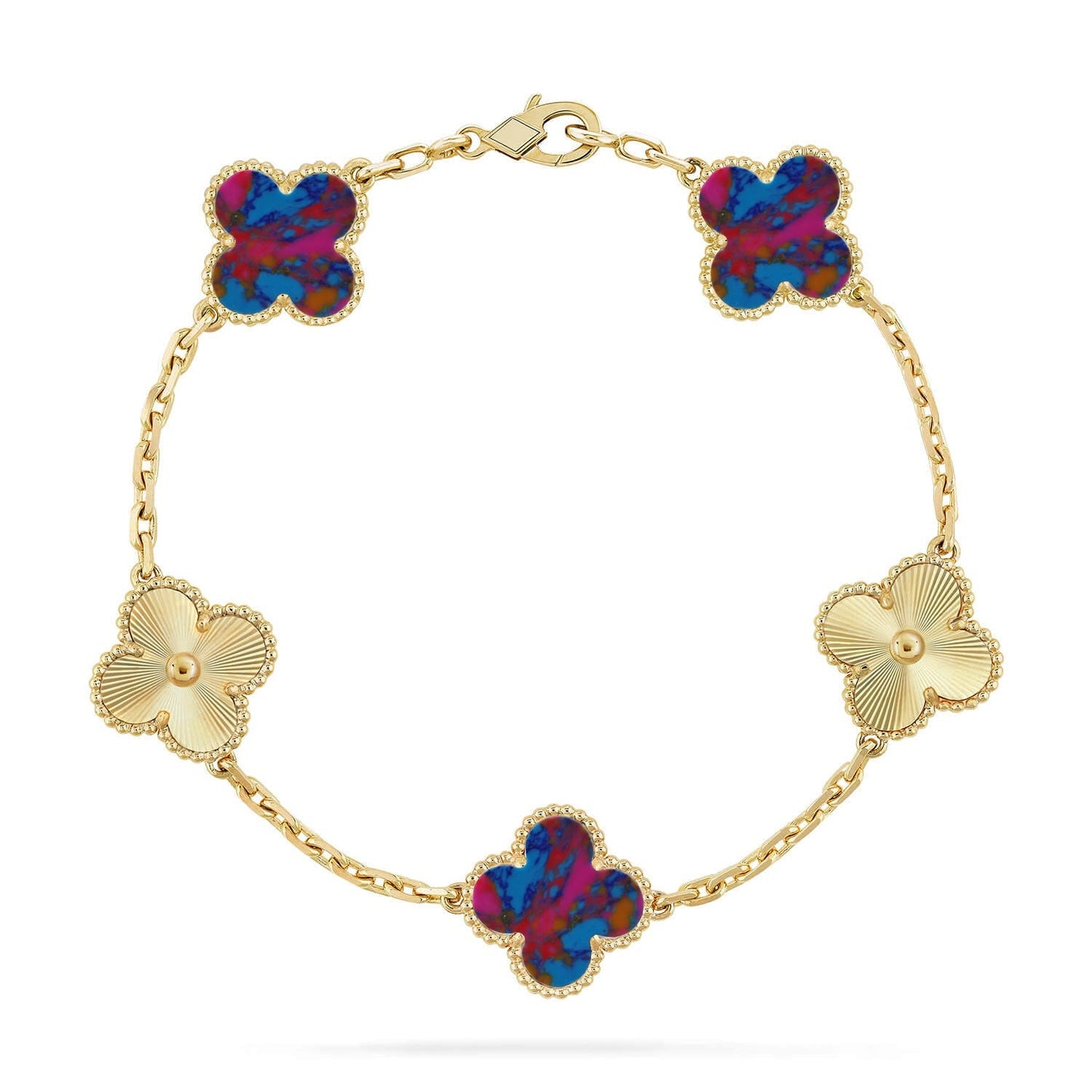 [Lora]CLOVER 5 MOTIF COLOR GEMSTONES BRACELET COLLECTION