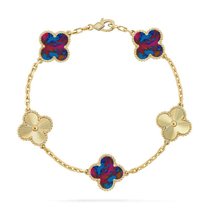 [Lora]CLOVER 5 MOTIF COLOR GEMSTONES BRACELET COLLECTION