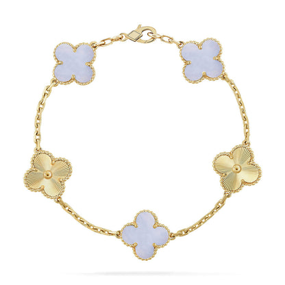 [Lora] CLOVER 5 MOTIF PURPLE CHALCEDONY BRACELET COLLECTION