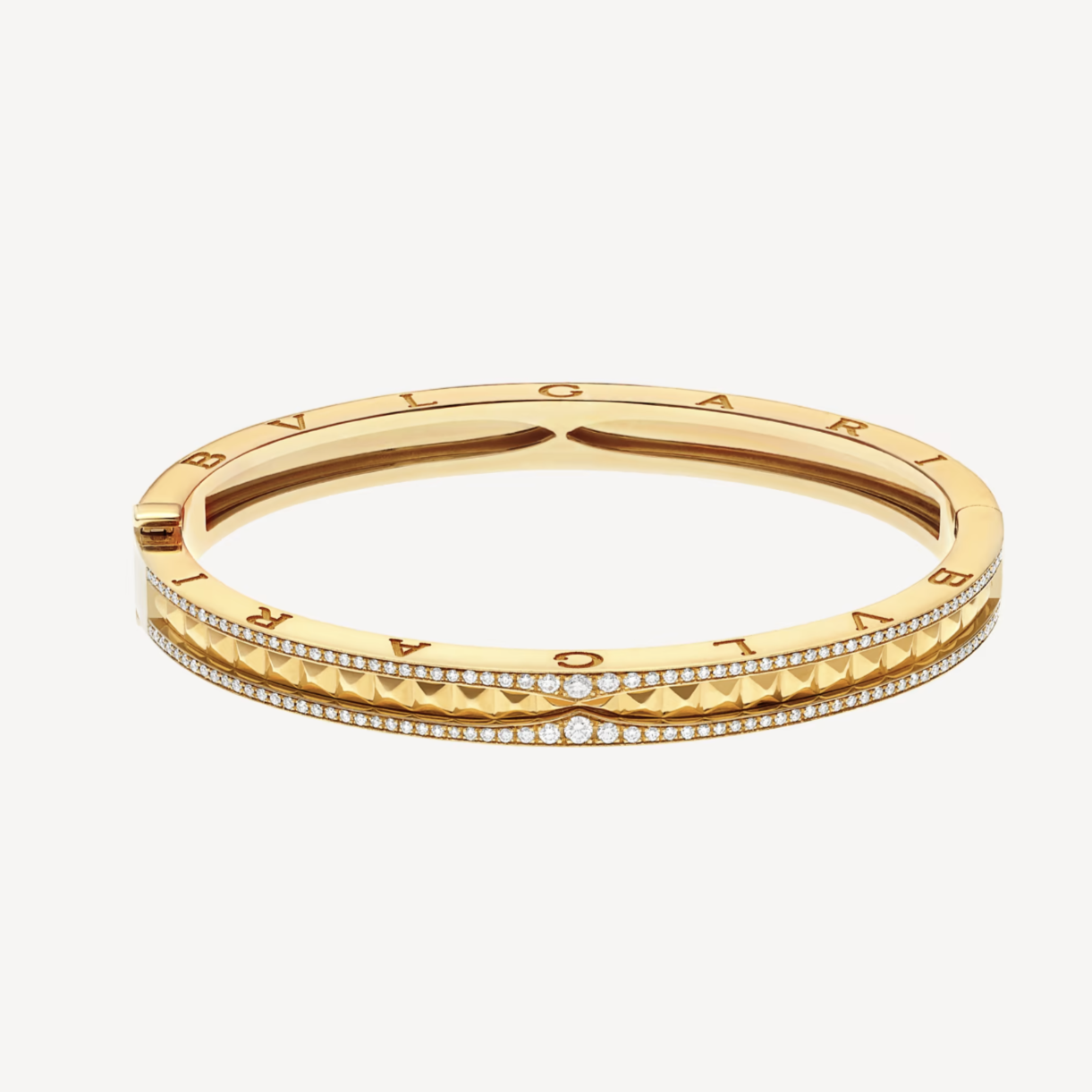 [LORA]ZERO 1 SPIRAL AND PAVED DIAMOND GOLD BRACELET