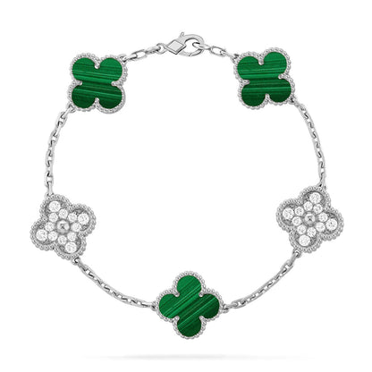 [Lora] CLOVER 5 MOTIF MALACHITE BRACELET COLLECTION