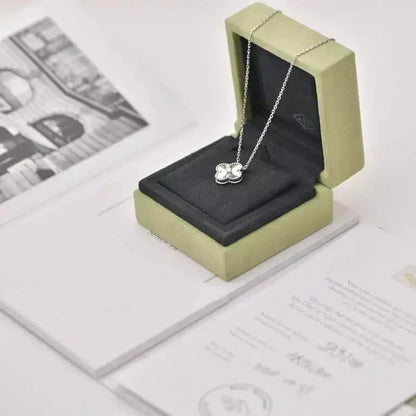 [LORA]CLOVER  15MM DIAMOND LASER NECKLACE SILVER