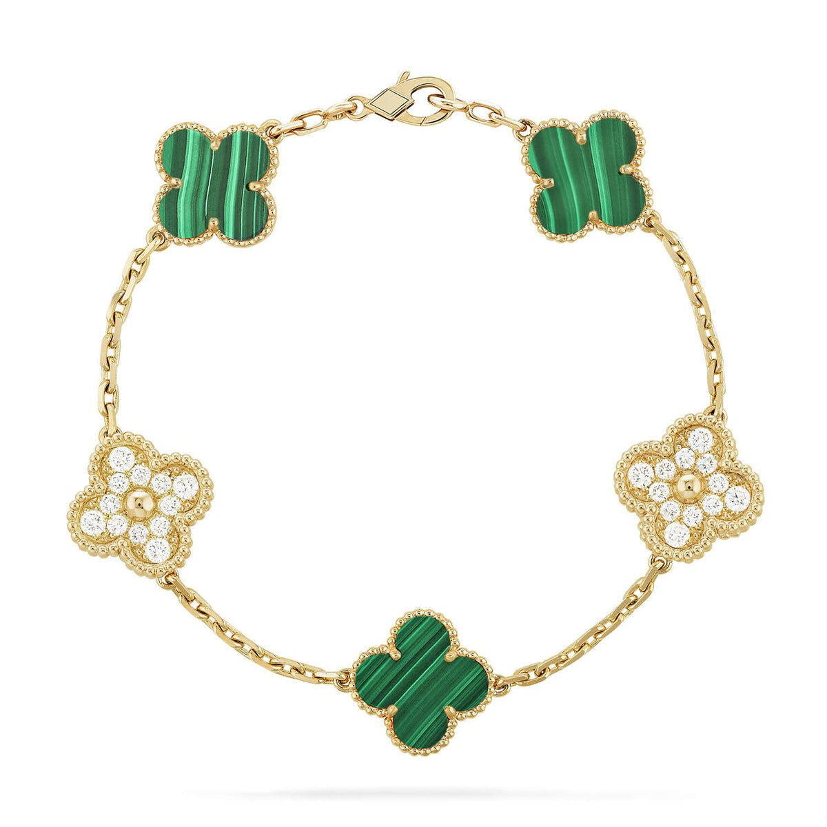 [Lora] CLOVER 5 MOTIF MALACHITE BRACELET COLLECTION