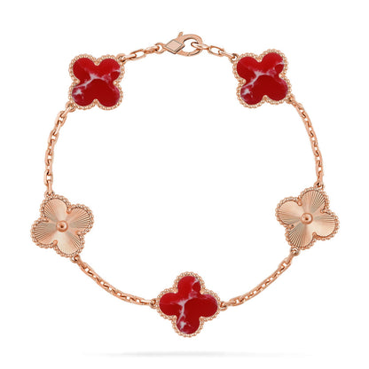 [LORA]CLOVER 5 MOTIF RED PATTERN BRACELET COLLECTION