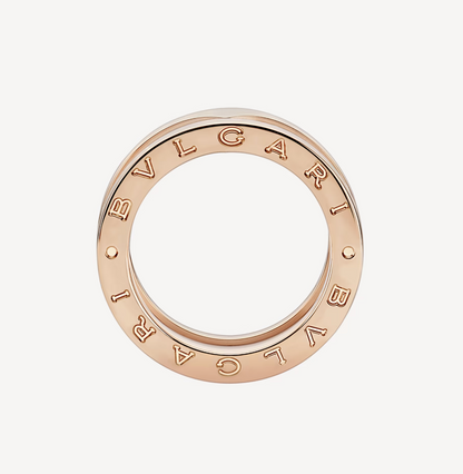 [LORA]ZERO 1 TWO-BAND LOOPS AND WHITE CERAMIC SPIRAL PINK GOLD RING