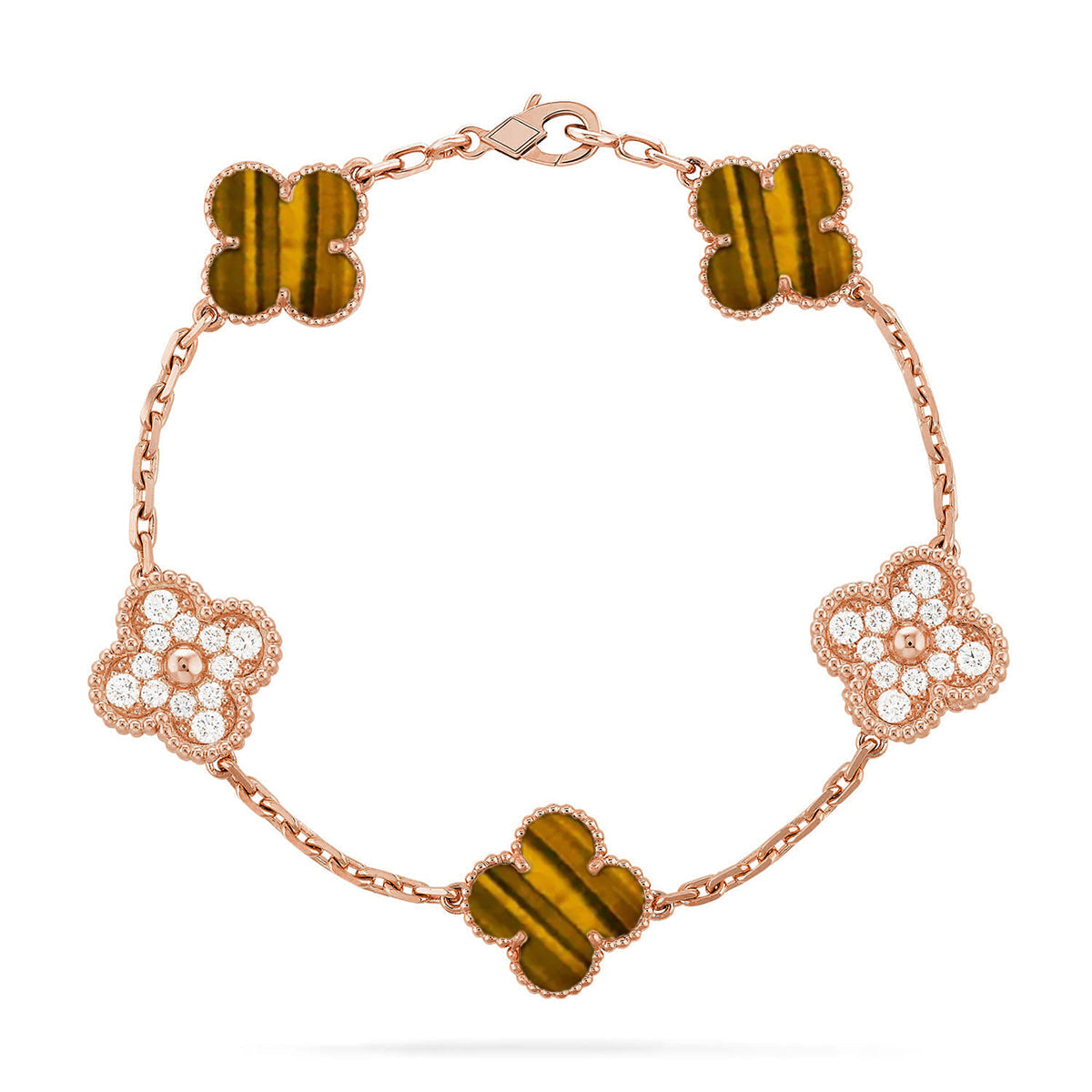 [Lora] CLOVER 5 MOTIFS TIGER EYE BRACELET COLLECTION
