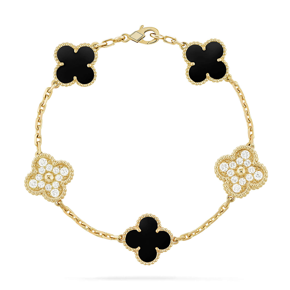 [Lora] CLOVER 5 MOTIF ONYXS BRACELET COLLECTION
