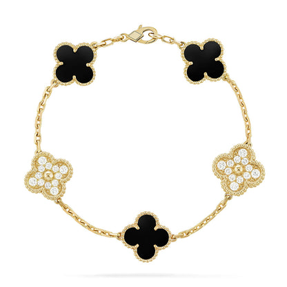 [Lora] CLOVER 5 MOTIF ONYXS BRACELET COLLECTION