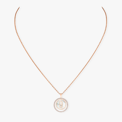 [LORA] LUCKY MOVE 1 DIAMOND WHITE MOTHER OF PEARL PINK GOLD DIAMOND NECKLACE