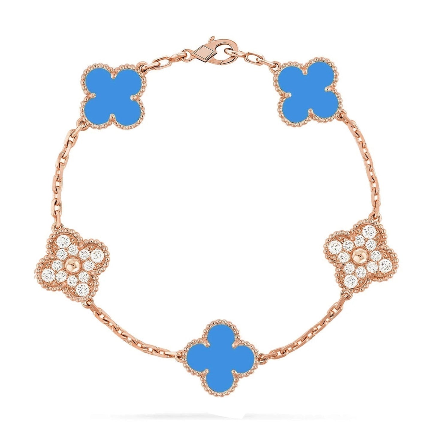 [LORA] CLOVER 5 MOTIF BLUE AGATE BRACELET COLLECTION