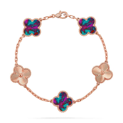 [LORA]CLOVER 5 MOTIF COLOR GEMSTONES BRACELET COLLECTION