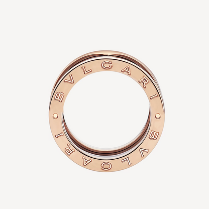 [LORA]ZERO 1 FOUR-BAND LOOPS AND BLACK CERAMIC SPIRAL PINK GOLD RING