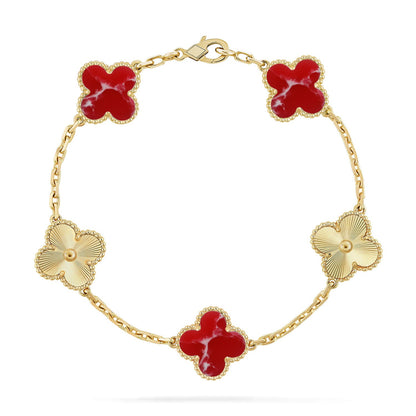 [LORA]CLOVER 5 MOTIF RED PATTERN BRACELET COLLECTION