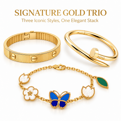 [Lora]Clover Lucky Spring & Love & Juste Garden 3-Piece  Bracelet Stack Set