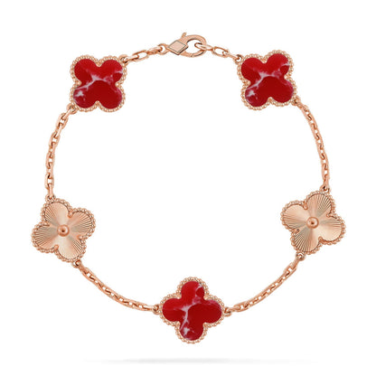 [Lora]CLOVER 5 MOTIF RED PATTERN BRACELET COLLECTION