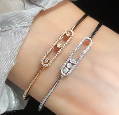 [LORA] Move Pavé Diamond Bangle Bracelet M